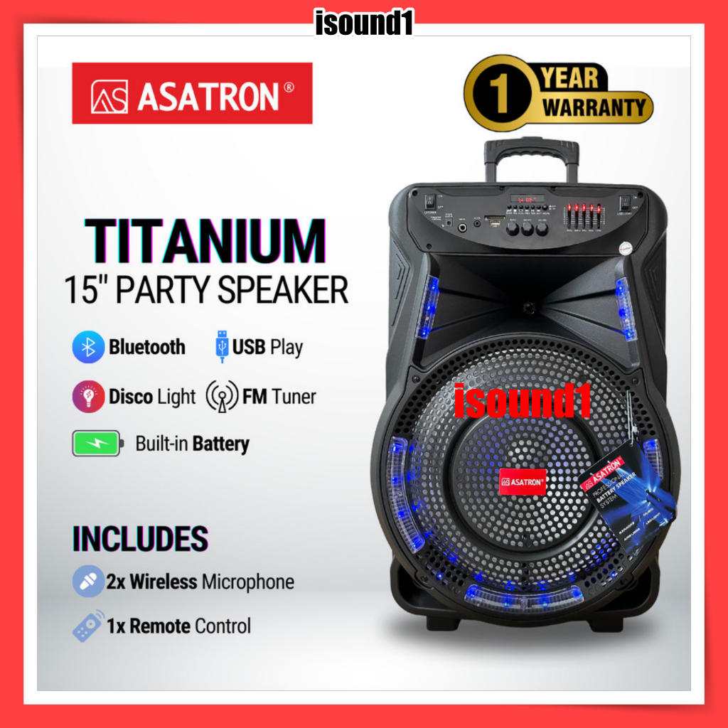 SPEAKER PORTABLE ASATRON 15 INCH ASATRON TITANIUM SPEAKER 15 IN ORIGINAL