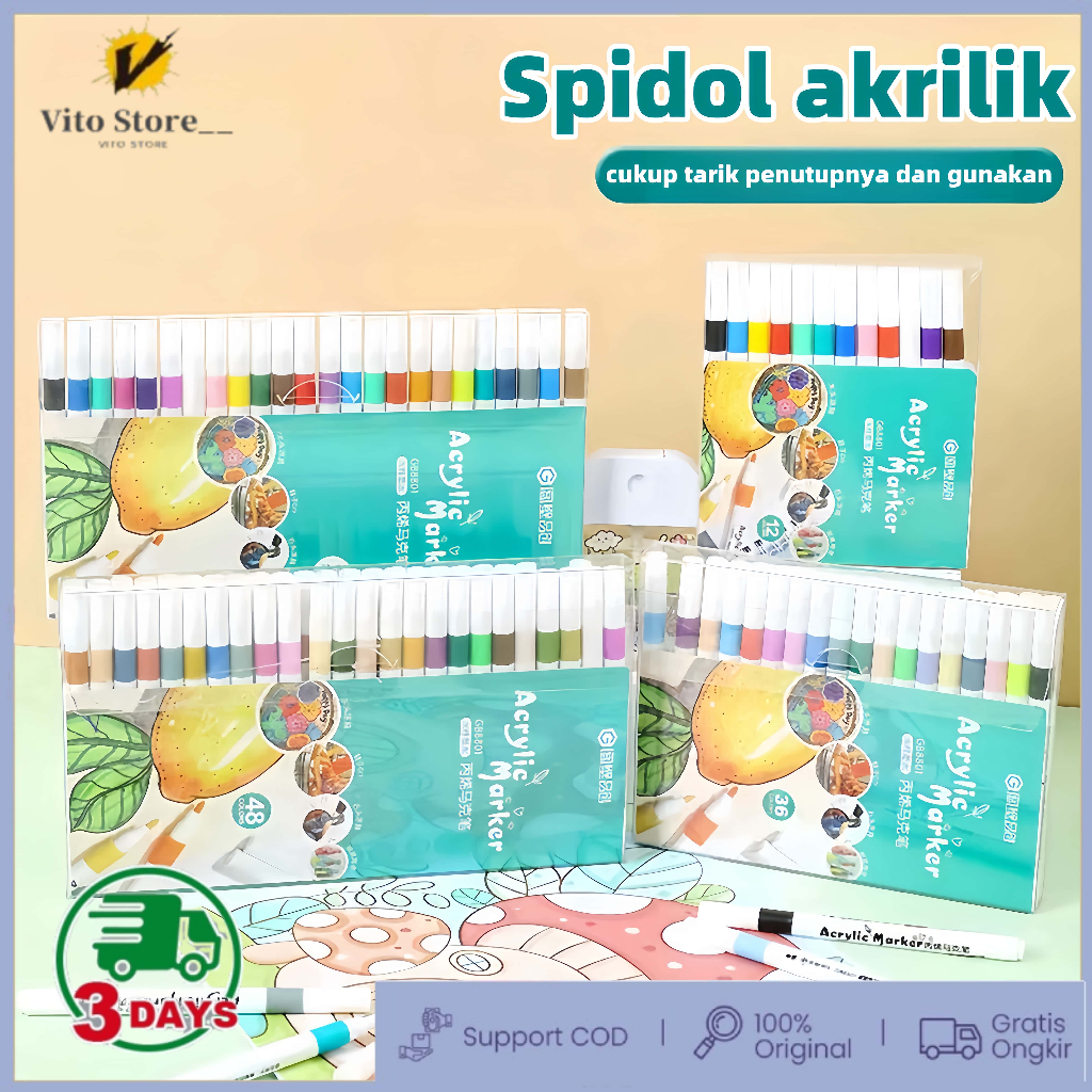 

CODPen Akrilik Marker Warna Cepat Kering Tahan Air / Spidol Acrylic Painter / Menggambar Kreativitas