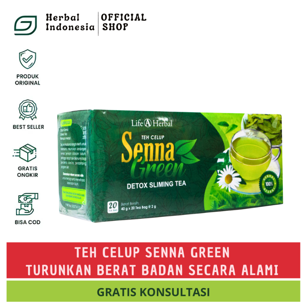 

Teh Celup SENNA GREEN Sliming Tea Membantu Melunturkan Lemak Berlebih Dalam Tubuh 20 kantong tea