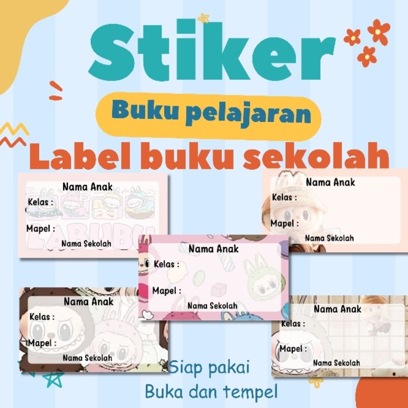 

Stiker Buku Pelajaran Labubu/Label mata pelajaran/isi 20pcs/glossy/custom nama