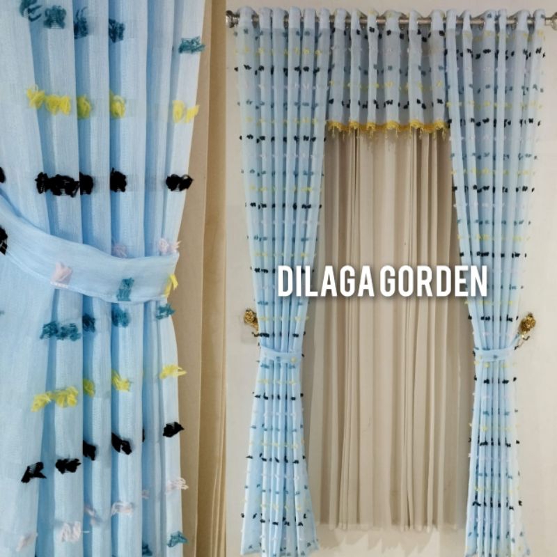 Gorden Satu Set Poni Jendela Atas Pintu Ruang Tamu