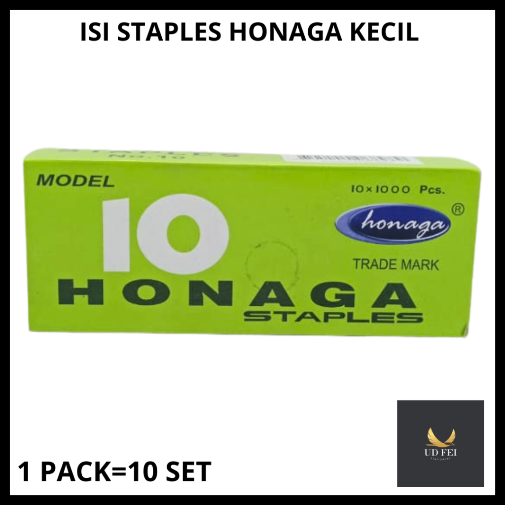 

(1 PACK=10 SET) ISI STAPLES HONAGA/ ISI STAPLES HONAGA KECIL/ ISI STAPLES KECIL HONAGA
