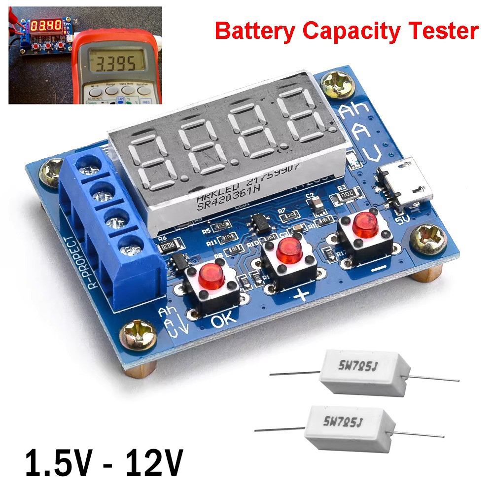 Battery Capacity Meter Discharge Tester 1.5v~12v for 18650 Li-ion LCD Display Alat Ukur Kapasitas Ba