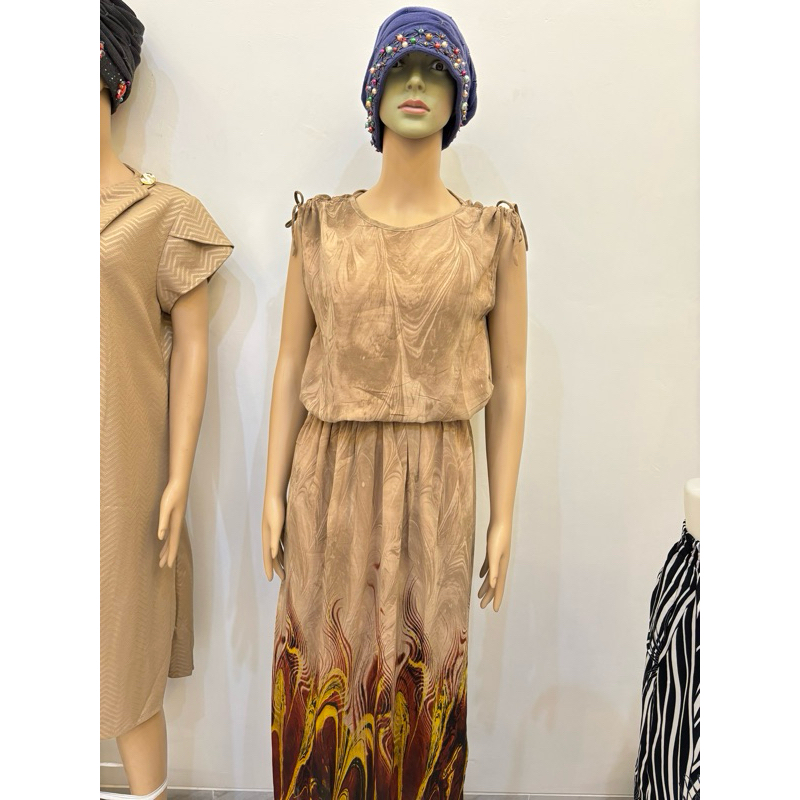 Baju Dress Bahan Seruti Pinggang Karet