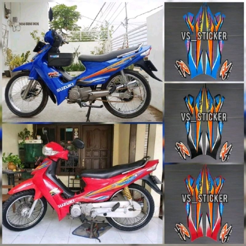 STRIPING LIST STANDART MOTOR SUZUKI SMASH 110 R 2003 2004 MERAH HITAM BIRU