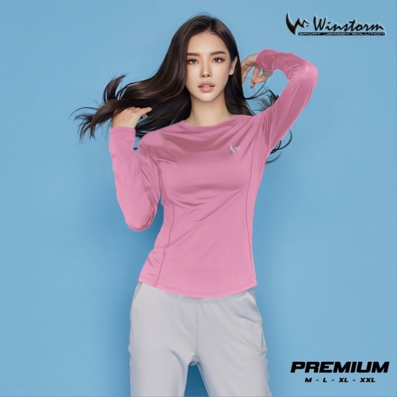 Diskont Winstorm Lengan Panjang Baju Olahraga Wanita Premium Muslim Dewasa Kaos Badminton Cewe