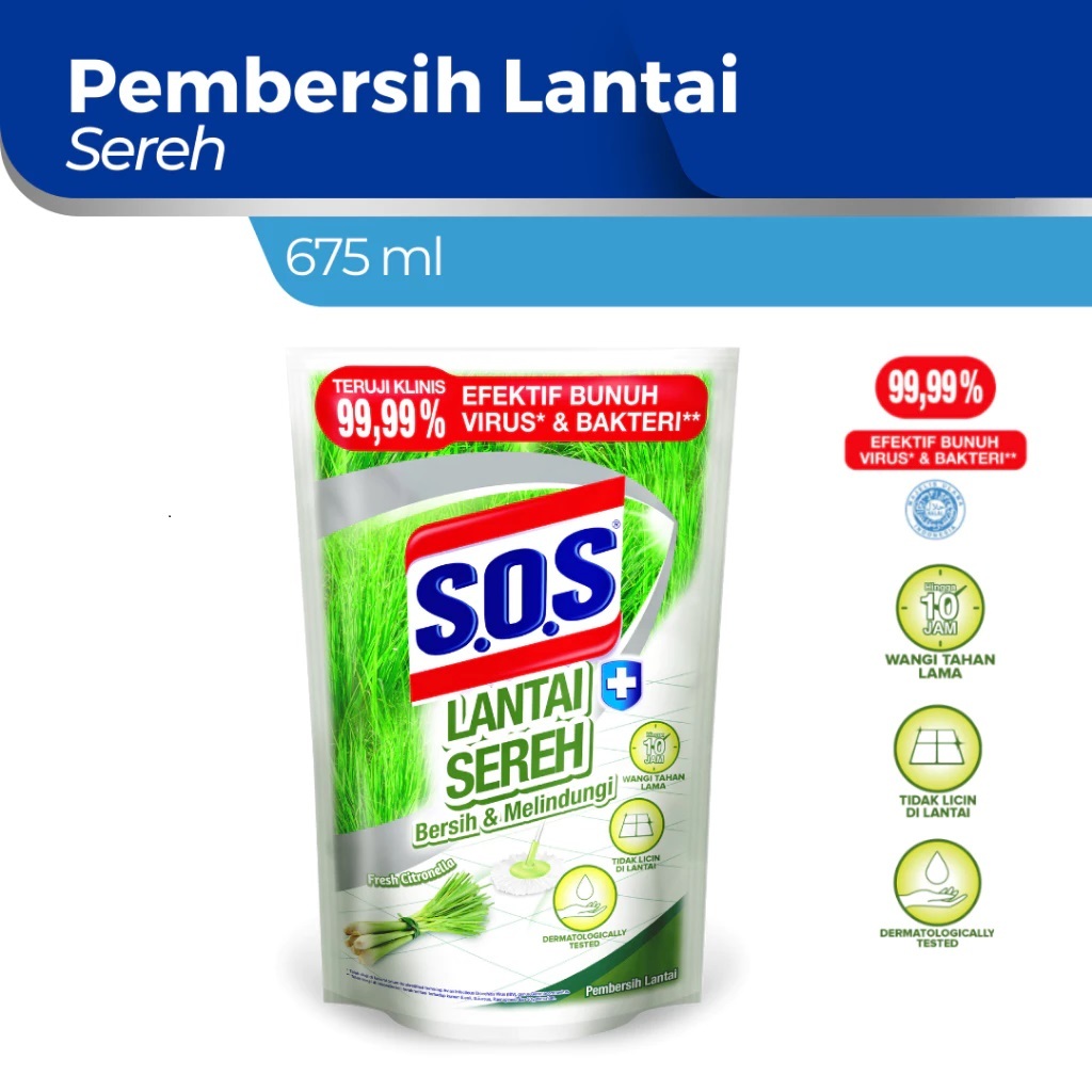 SOS Floor Cleaner Sereh Refill 675ml Pouch Lantai