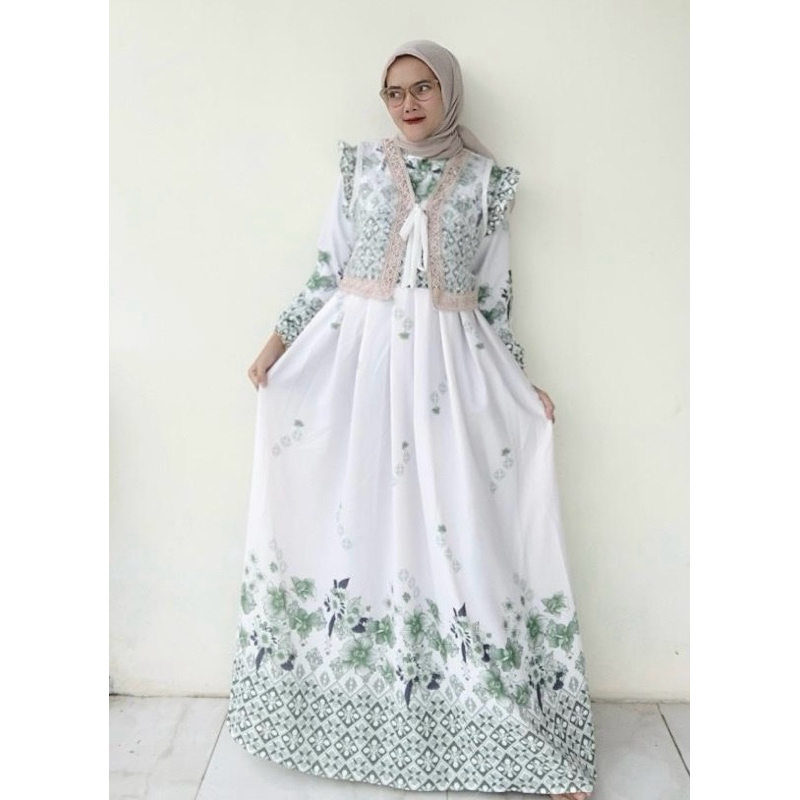 META DRESS MOTIF PRINTING EXCLUSIVE TERBARU MIX OUTER BROKAT TILE BORDIR PREMIUM