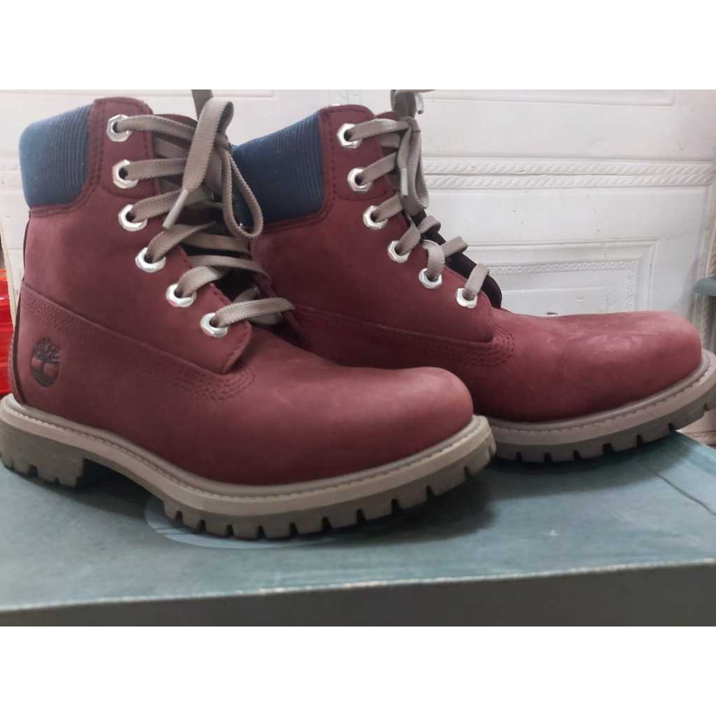 Timberland Premium 6 Inch Waterproof Boots 'Burgundy Nubuck' Size 36 - SECOND