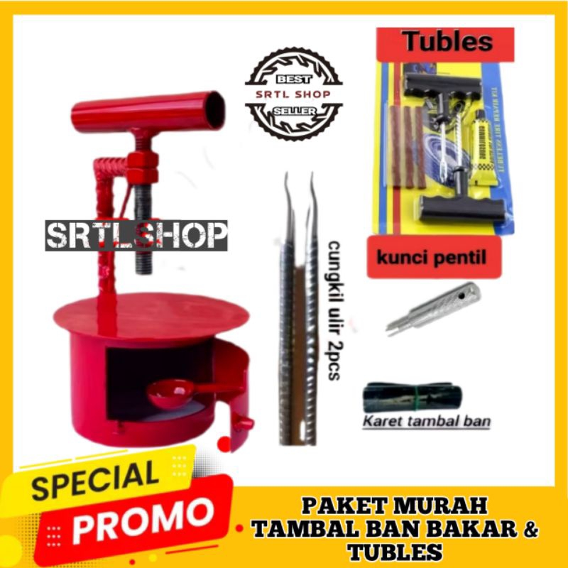 SEPAKET HEMAT alat tambal ban bakar tambal ban tubles motor cukil cukit  ban motor ulir karet tambal