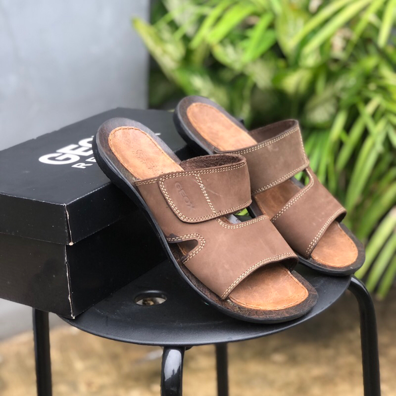 sandal pria original geox kulit brown