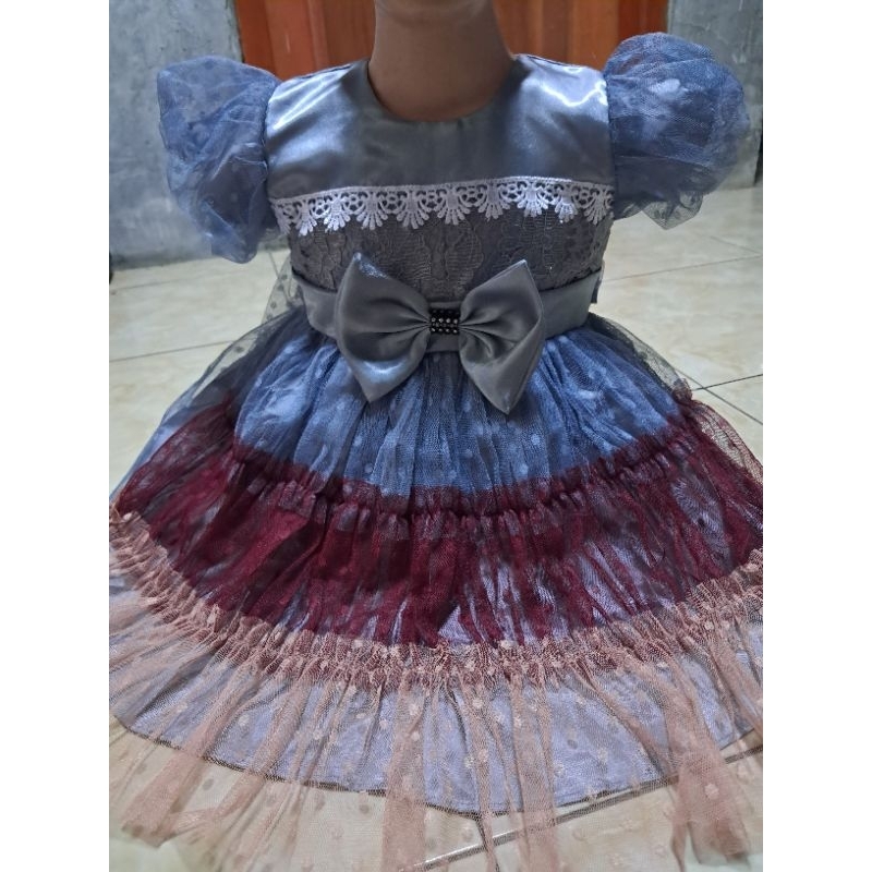 GAUN ANAK /GAUN PESTA ANAK MODEL SUSUN WARNA WARNI