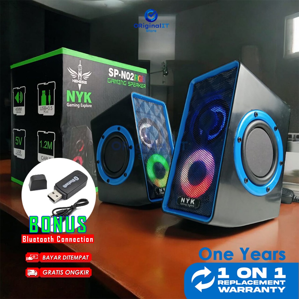 Speaker Portable Stereo Bass bisa Bluetooth RGB NYK Nemesis SPN02 Speaker Komputer Laptop