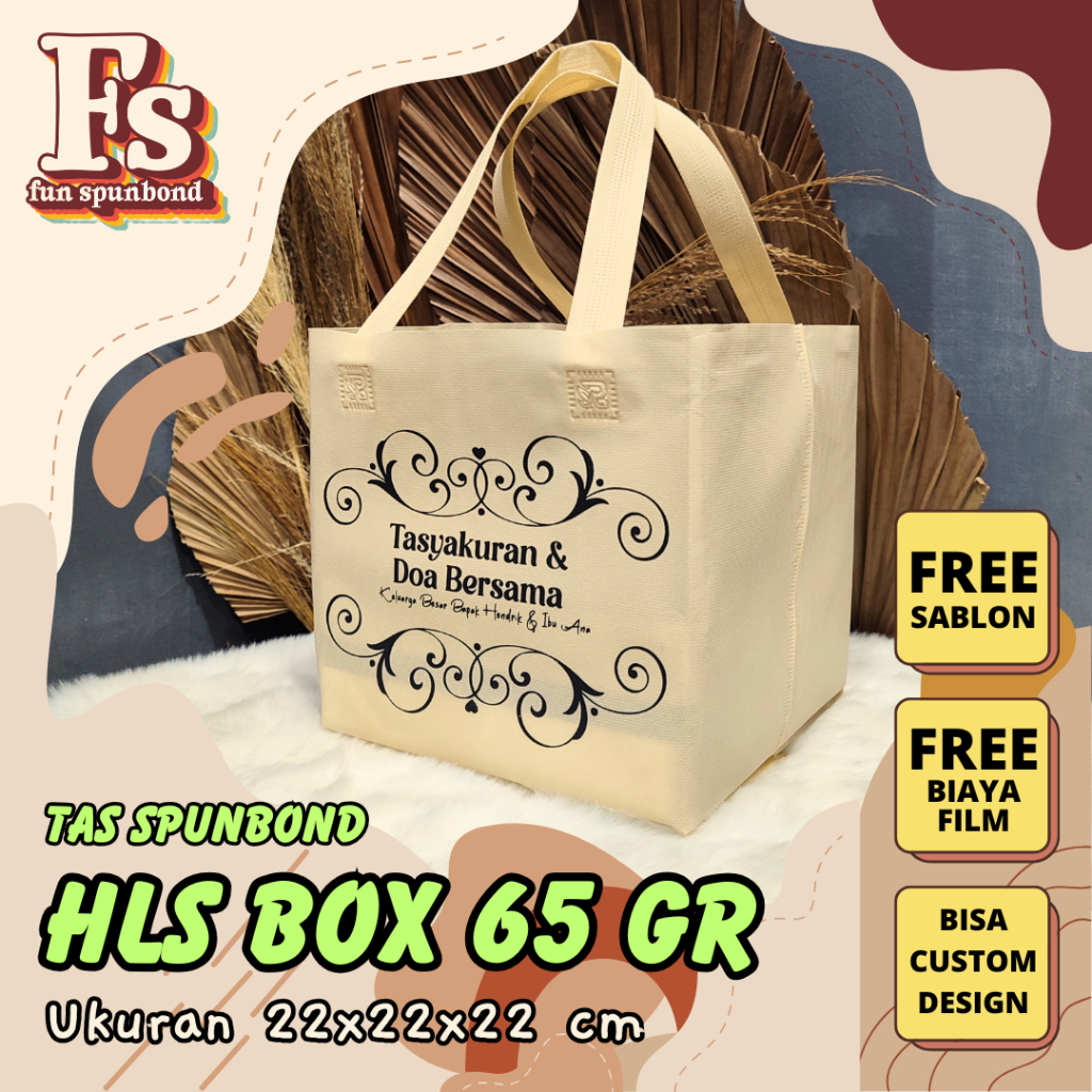 

[ FREE SABLON ] Tas Spunbond Box Handle Lipat Samping Tas Kotak Makanan Goodie Bag 65 Grm Ukuran 22x22x22 cm Spunbondpro bag store