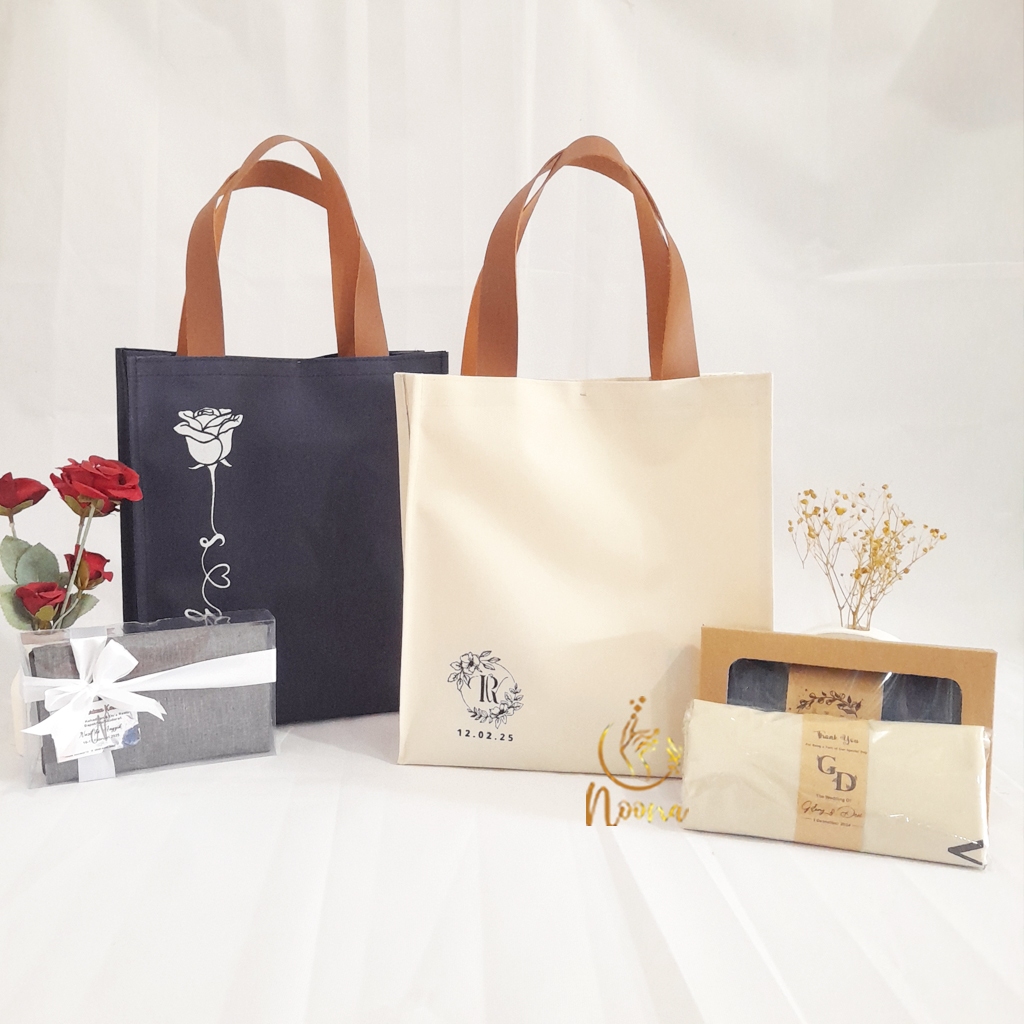Totebag Souvenir Sablon | HANA Bag | Tas Souvenir Wedding Sablon | Tas Kelahiran Bayi | Tas Polyeste