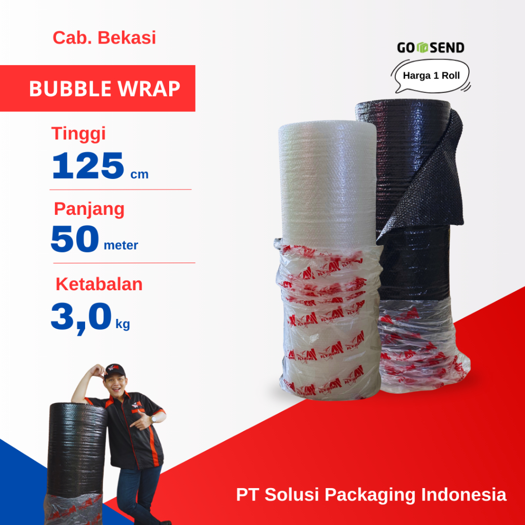 

FLYHOME 1Roll Bubble Wrap Hitam Putih 3.0kg 125x50M Uk Besar Top Quality INSTAN