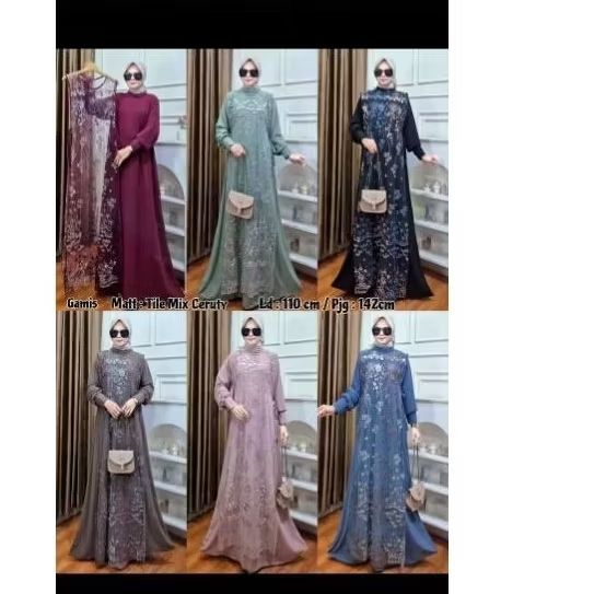 gamis ceruty+outer brokat