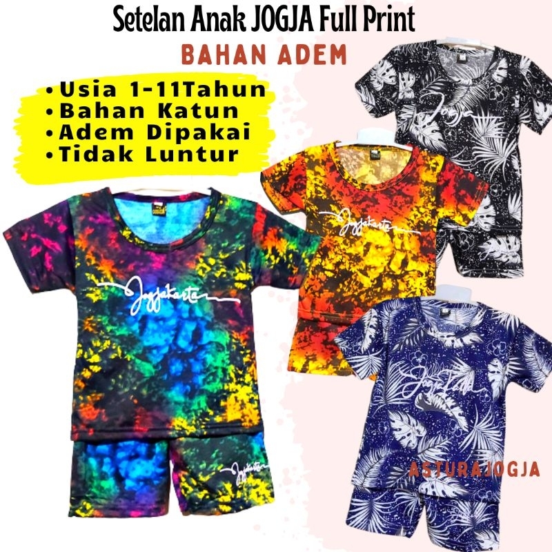 Kaos Jogja Anak Setelan Lengan Pendek Full print || Baju Anak Cowok Cewek Oleh Oleh Malioboro Jogja
