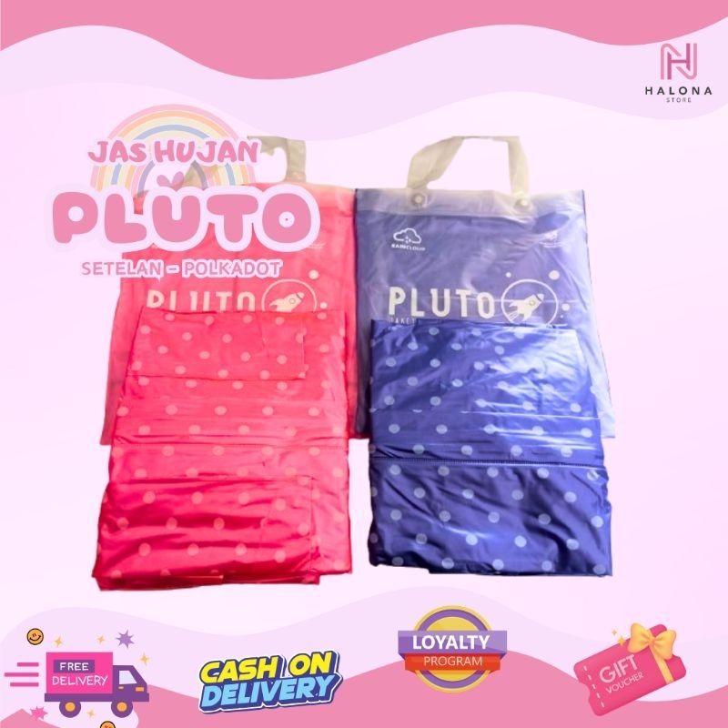 Jas Hujan Setelan Pluto Polkadot
