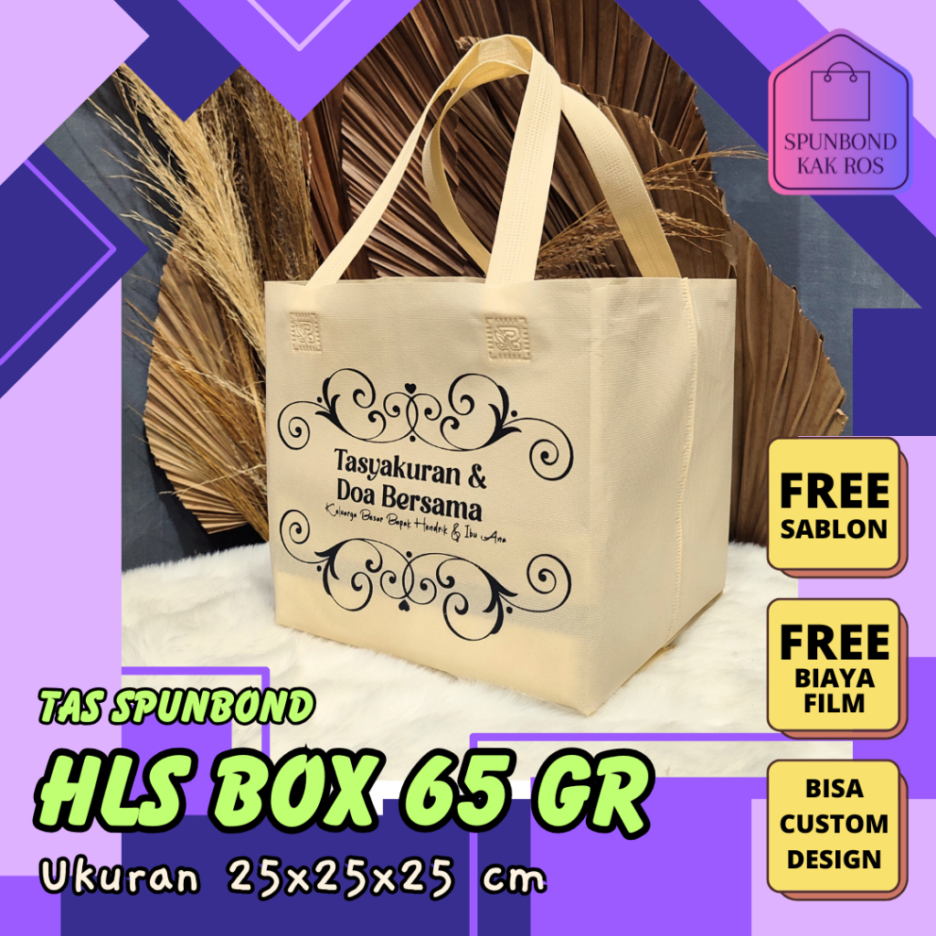 

[ FREE SABLON ] Tas Spunbond Box Handle Lipat Samping Tas Kotak Makanan Goodie Bag 65 Grm Ukuran 25x25x25 cm Spunbondpro bag store