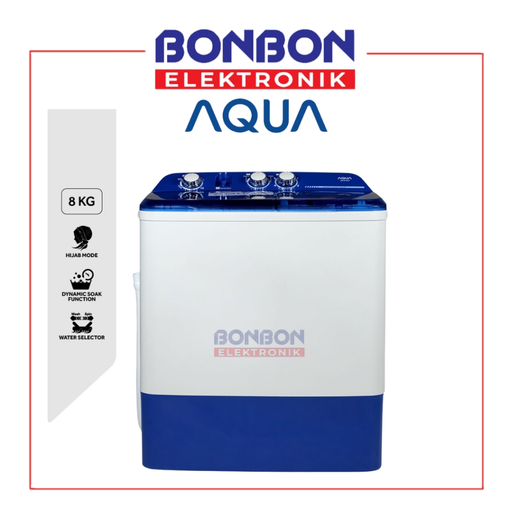 AQUA Mesin Cuci 2 Tabung 8 Kg QW-870XT / QW 870 XT / Twin Tub QW870XT 8 Kg