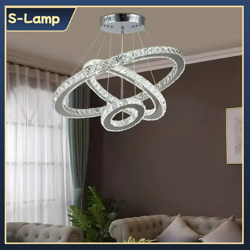 lampu gantung crystal Lampu Terowongan Triwarna Nordic untuk Ruang Tamu Lampu Pendant Plafon Lampu G