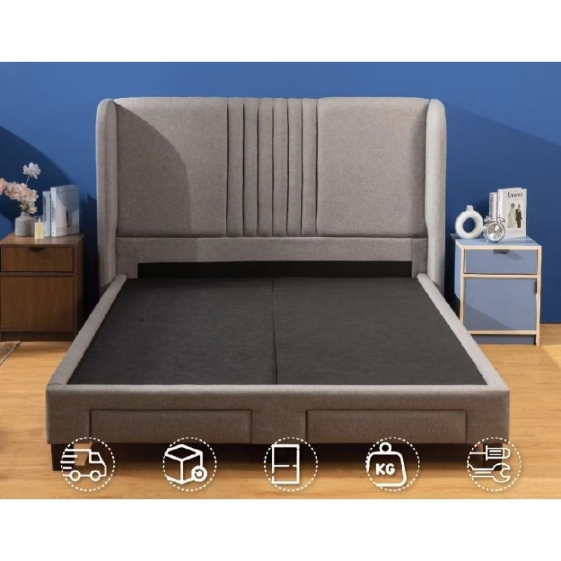 SET Divan Sandaran Minimalis Modern Kain + 2 Laci (Tanpa Kasur)