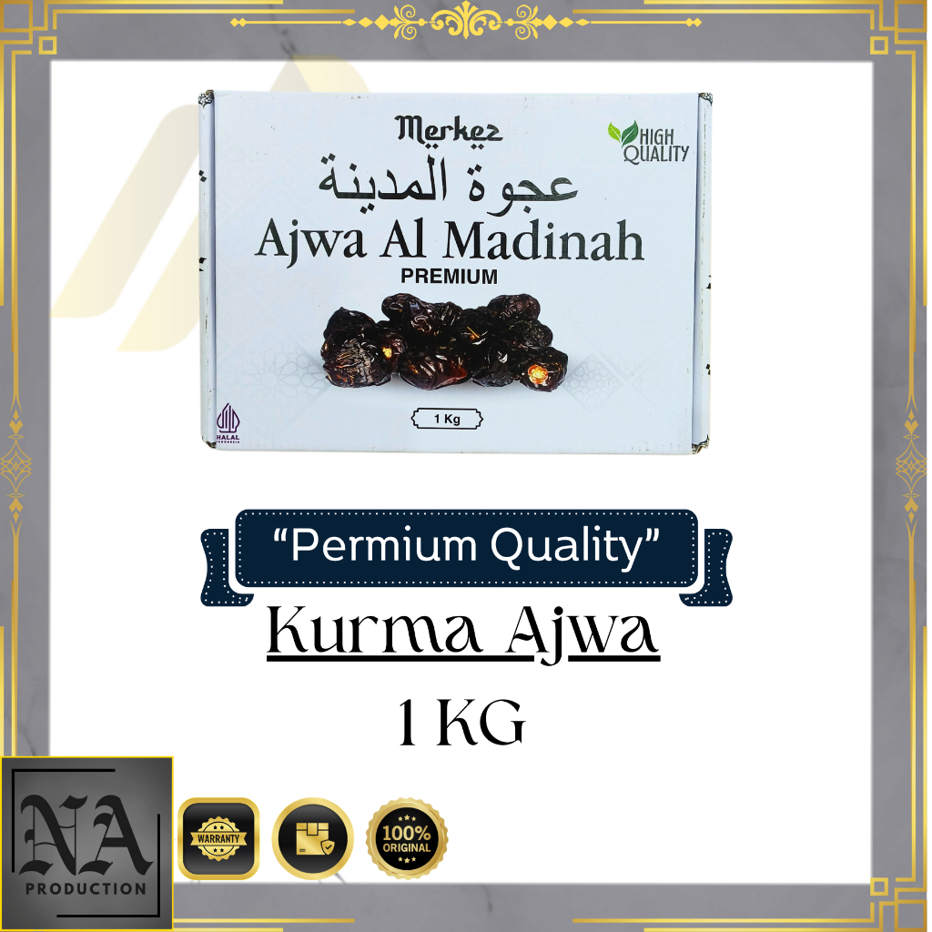 

Kurma / Ajwa premium kemasan dus 1kg original / Korma azwa asli ori arab madinah 500gram