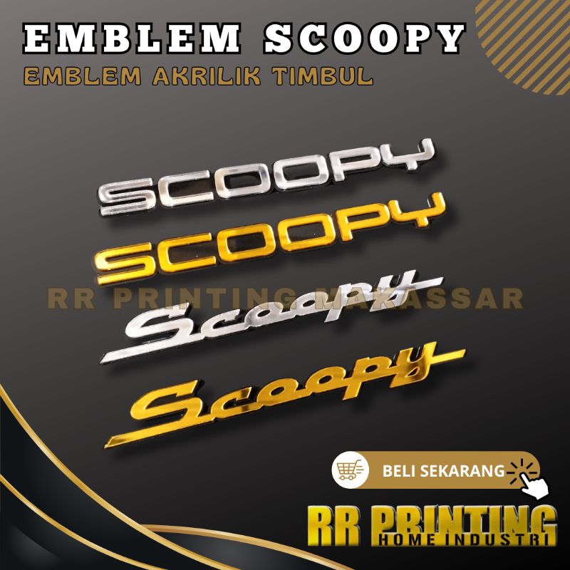 Emblem Akrilik SCOOPY Logo Scoopy Tulisan Scoopy Timbul 3D SCOOPY 2018 SCOOPY 2021 SCOOPY