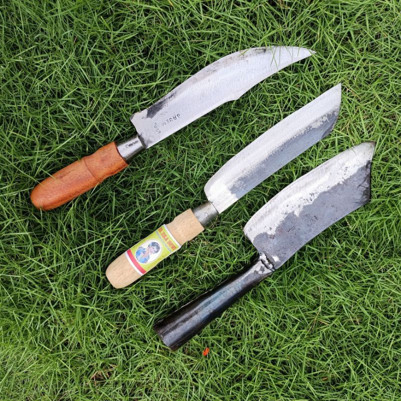 Promo Pisau daging 3 pcs+pisau cacah tulang ayam+pisau kupas serbaguna+pisau baja asli pande jawa+pi