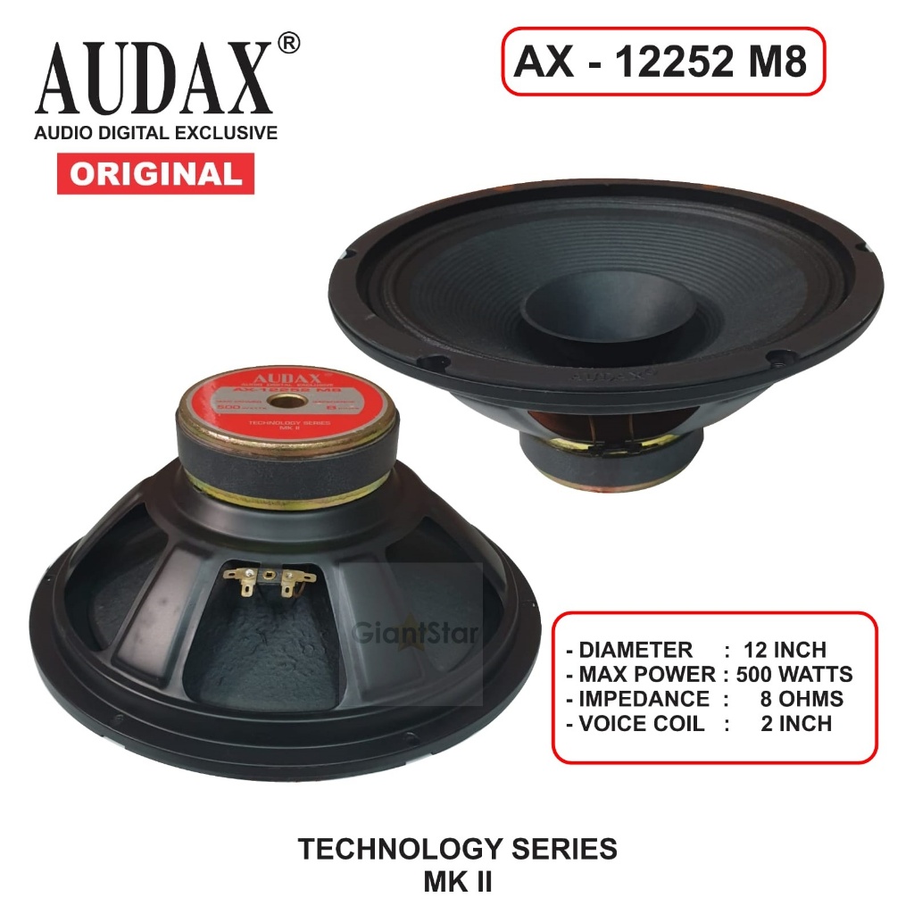 SPEAKER AUDAX AX 12252 M8 FULL RANGE 12in 12 inch 500 WATT 12252 ORIGINAL AUDAX INDONESIA