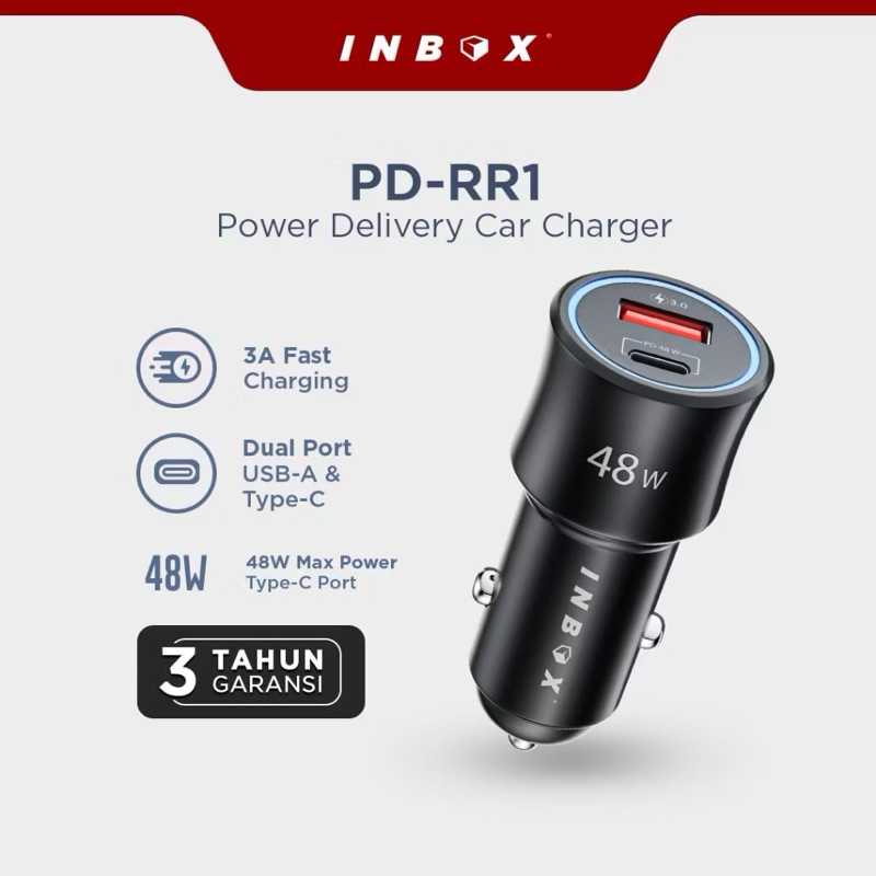 inbox Car Charger dual port 48watt Garansi 3 tahun