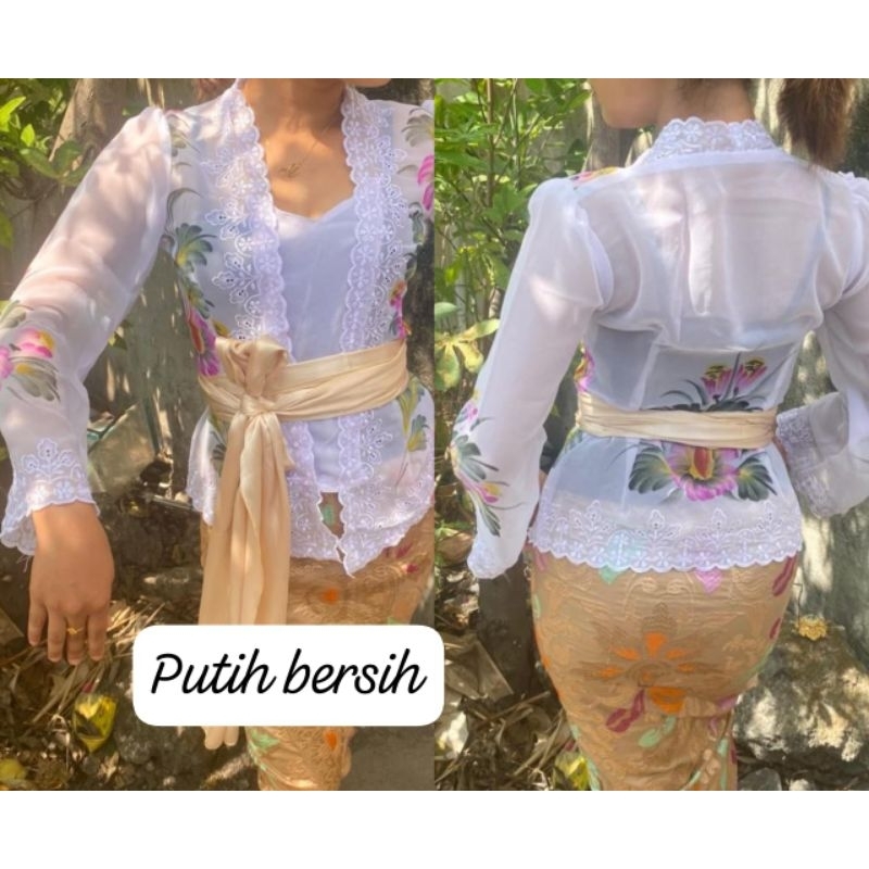 KAIN / BAHAN KEBAYA ENCIM TERBARU SIFON CREPE BORDIR MOTIF LUKIS BUNGA