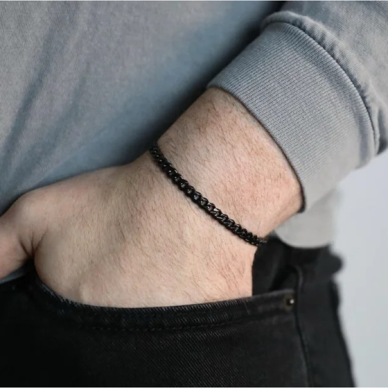 Gelang Rantai titanium Pria Gelang Anti Karat Anti Luntur Gelang Gelang Rantai Kecil