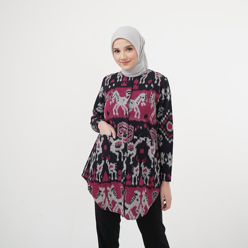 Tunik Tenun Baju Tenun Blouse Tenun Baju Kerja Atasan Wanita Baju Kondangan