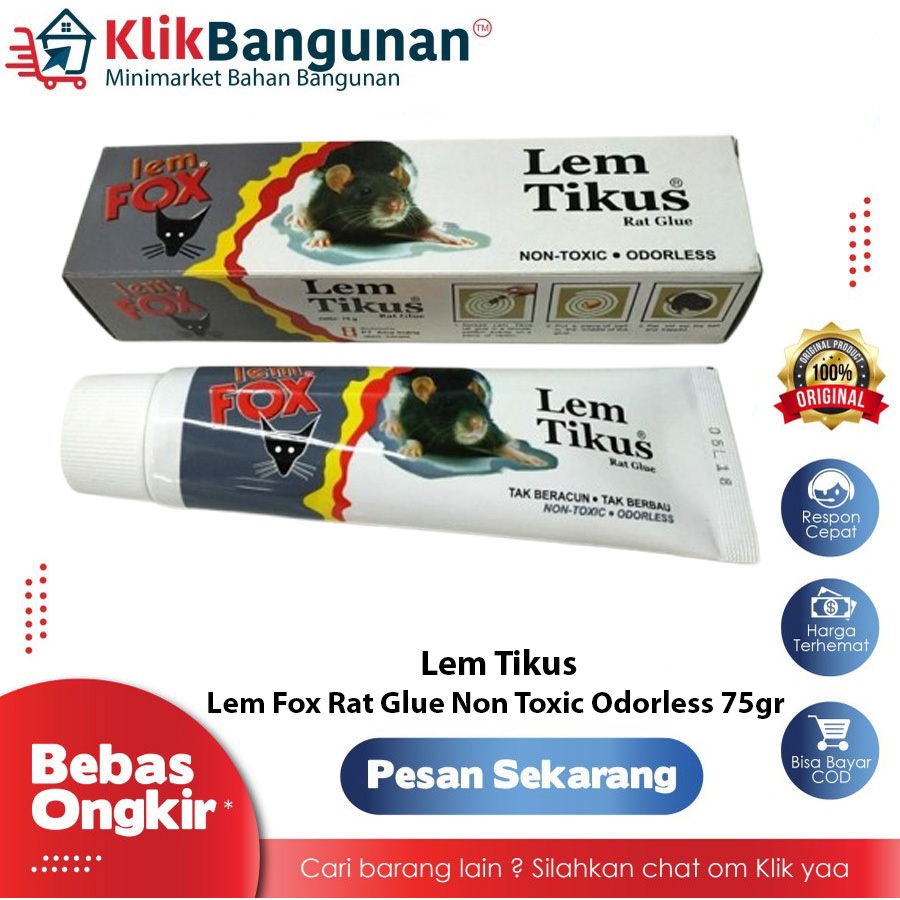 LEM TIKUS FOX 75GR / LEM TIKUS TUBE / LEM TIKUS ODOL