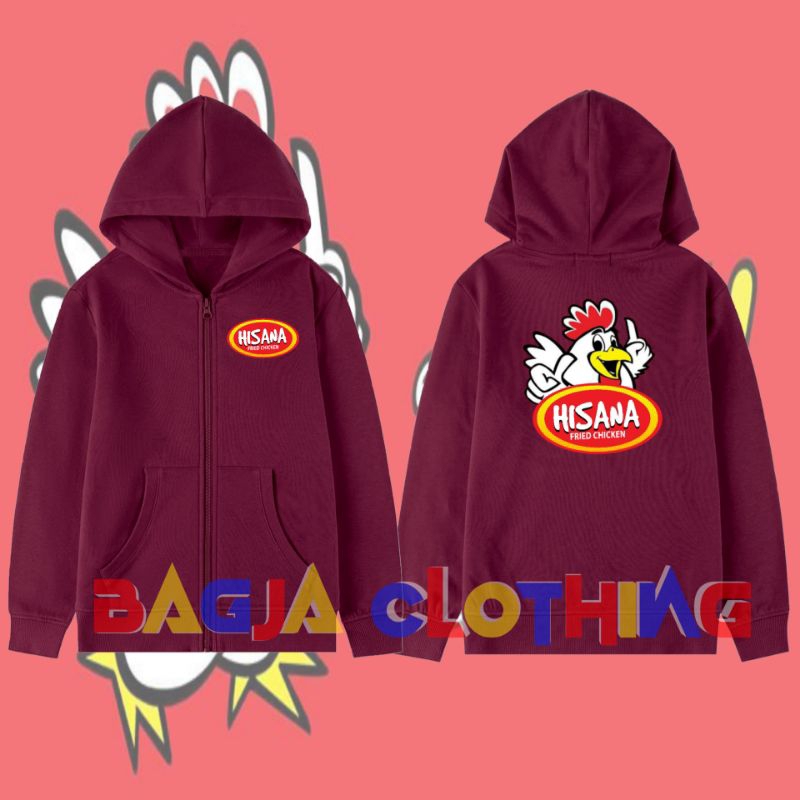 Hoodie zipper anak resleting Hisana fried chicken logo 2