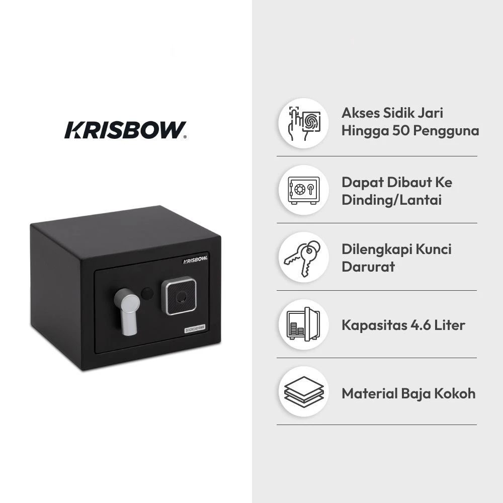 Brankas Besi Krisbow Finger Print Safe Box 17fp 1/3 Mm Brankas Mini STEEL SAFE Krisbow By Azko Indon