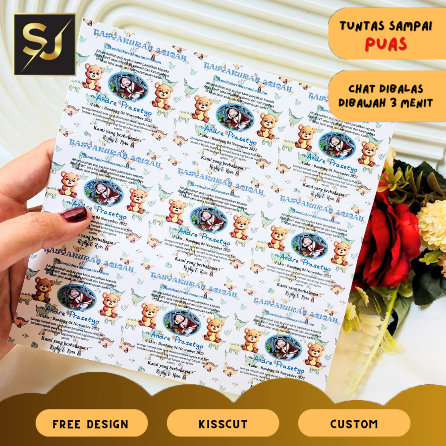 

2-4 Stiker Tasyakuran Aqiqah Bayi Label Bentuk Kotak Syukuran Ikkah Iqqah Anak Sangjaya