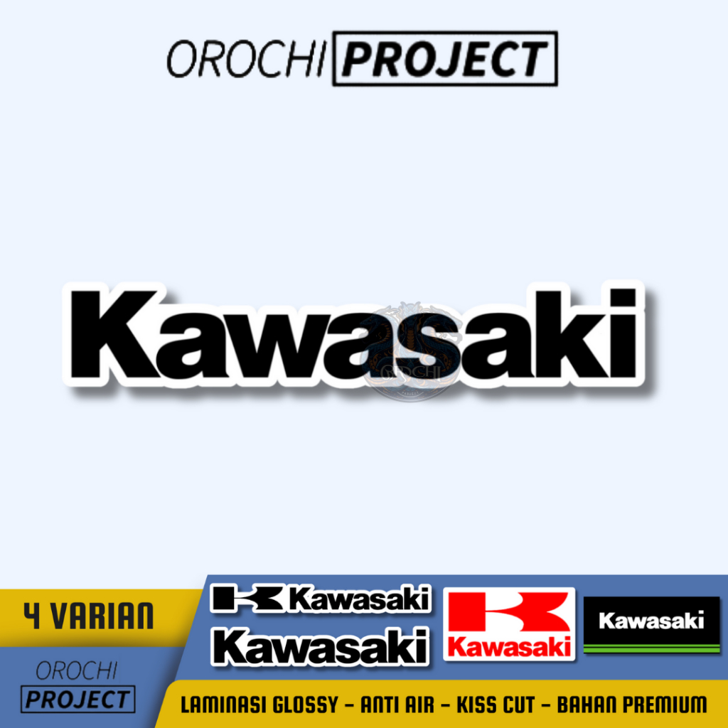 

OROCHI PROJECT Sticker Stiker Emblem Brand Logo Kawasaki Vinyl Laminasi Glossy Waterproof Anti Air || Sticker Laptop HP Tumbler Mobil Motor Helm