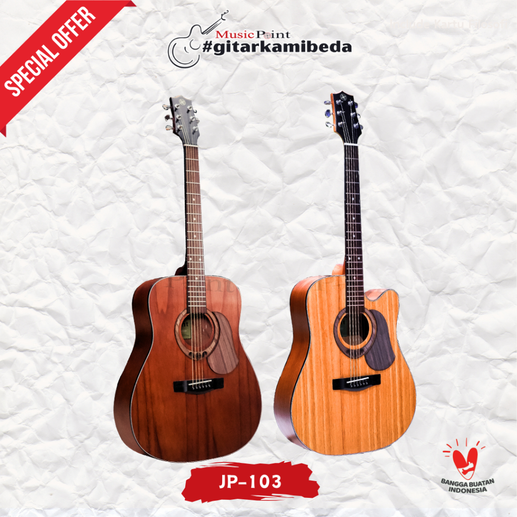 [original] Gitar Akustik elektrik premium Seri JP-103 original Point full set Box