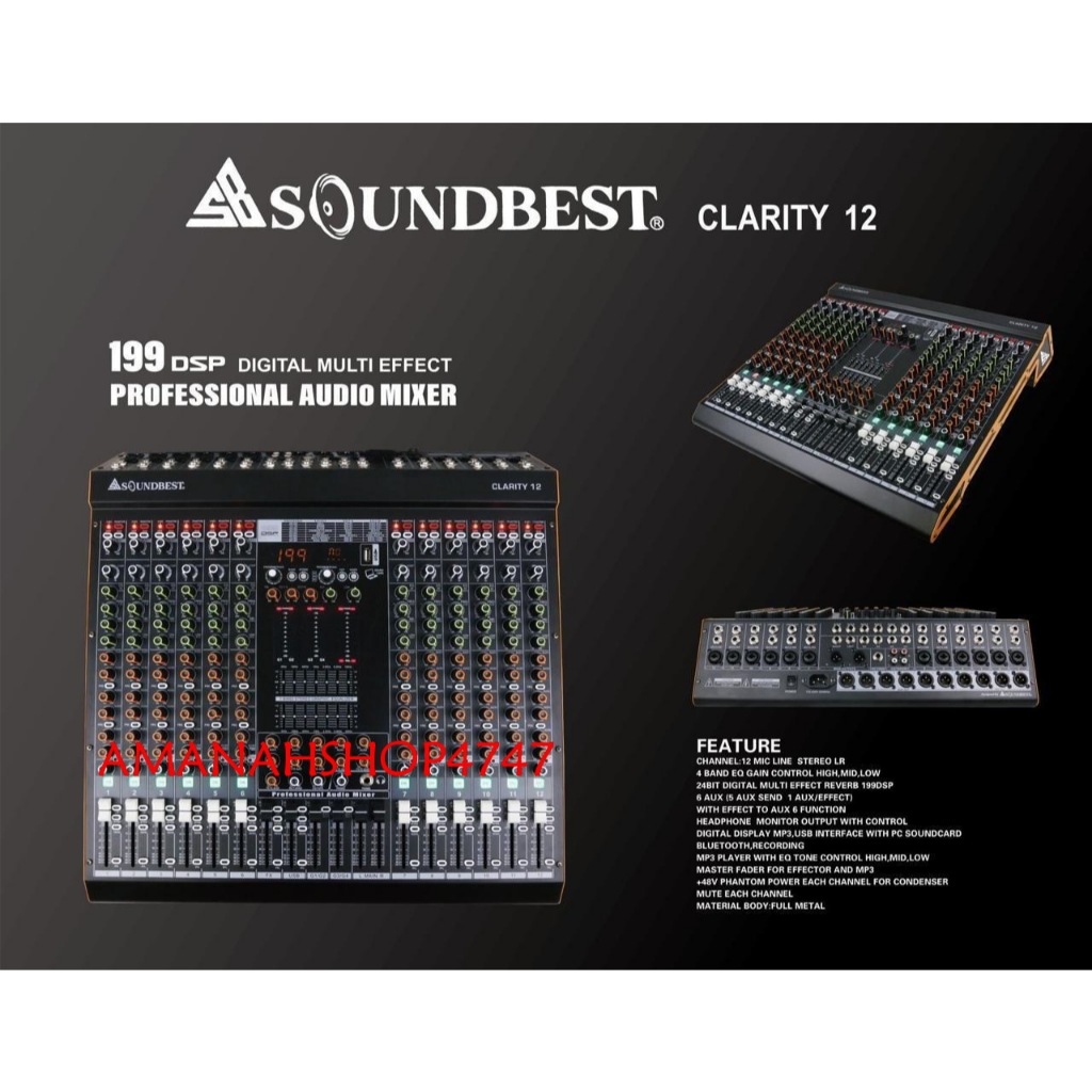 Mixer soundbest clarity 12 / clarity12  original soundbest 12 channel bluetooth