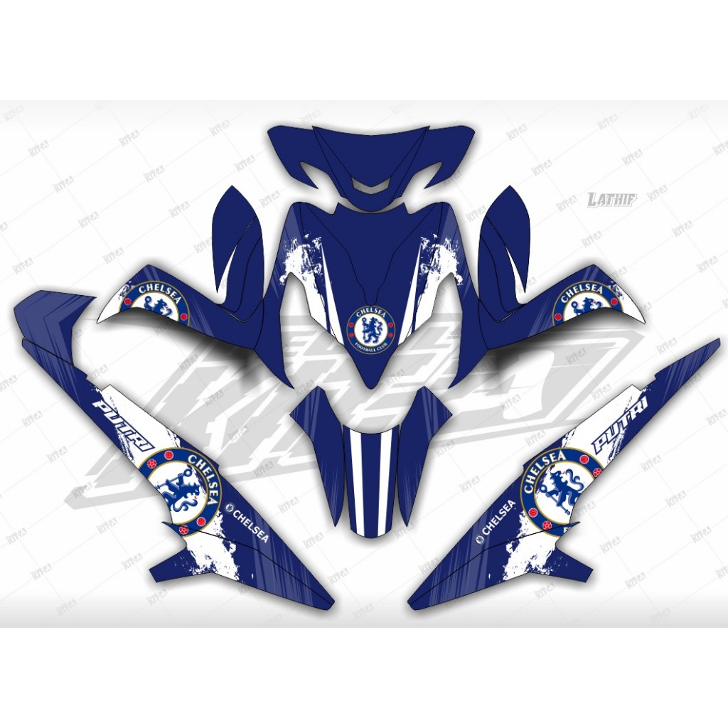 DEKAL STIKER XEON RC STIKER XEON KARBU motif chelsea biru