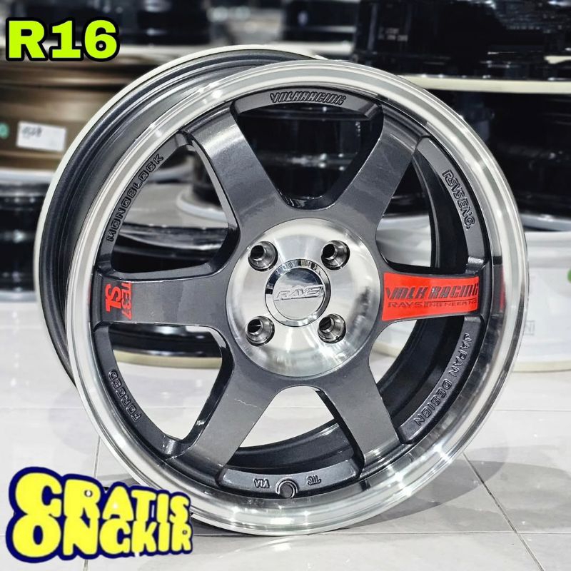 velg mobil r16 TE37 PCD 4X100 LEBAR 7 velg racing ring 16 velg racing mobil import berkualitas ring 