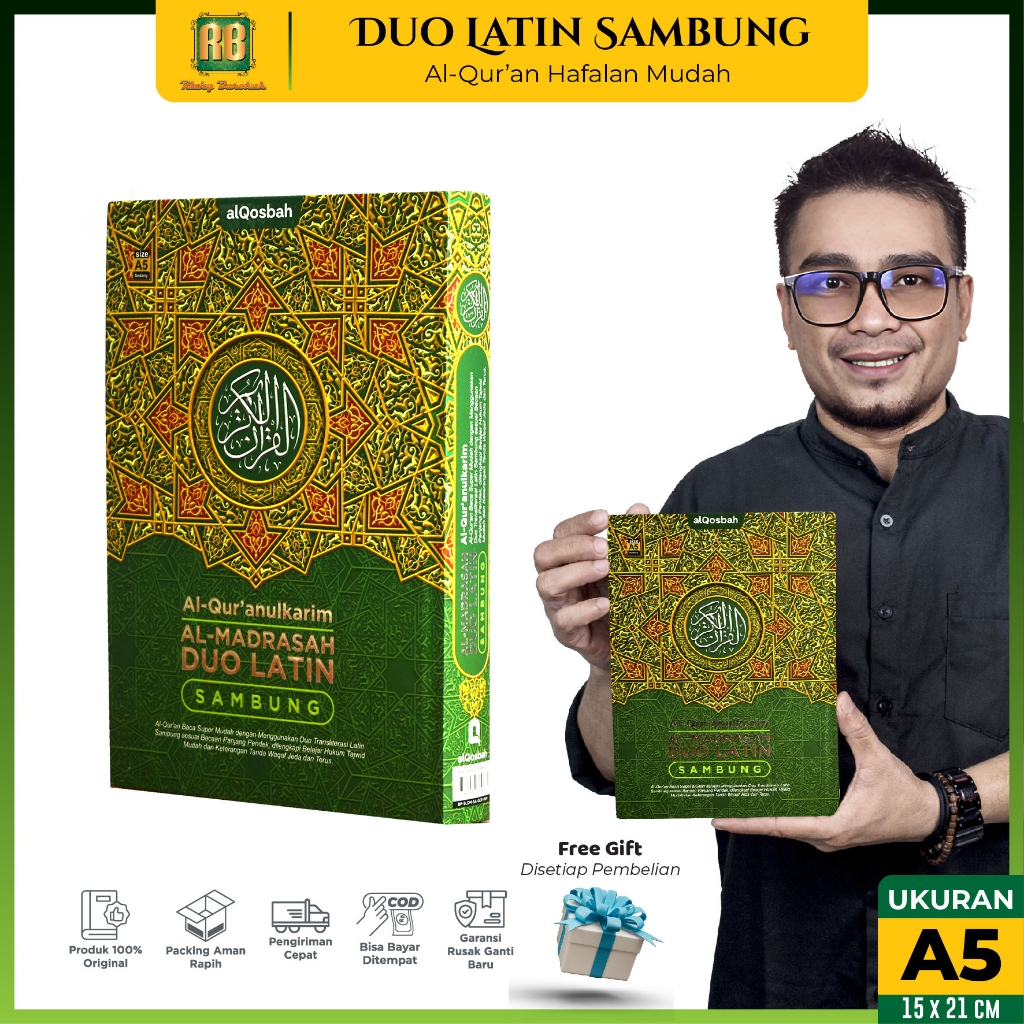 Alquran Duo Latin A5 Transliterasi Latin Sambung + tasbih Digital - Al Quran Duo Latin Al Madarasah 