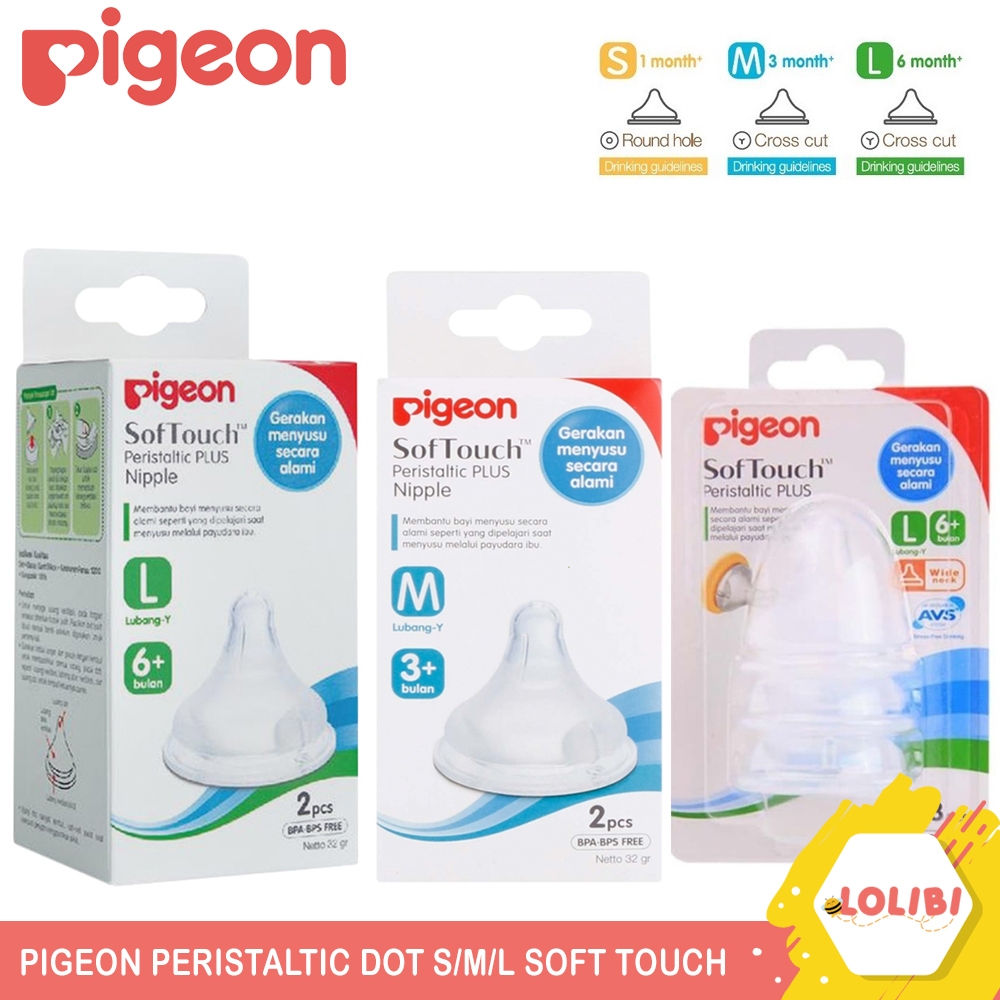 Pigeon Peristaltic Dot Nipple Teat Wide Neck (Isi 2) M/L | Wide Neck Nipple Blister LLL (Isi 3)