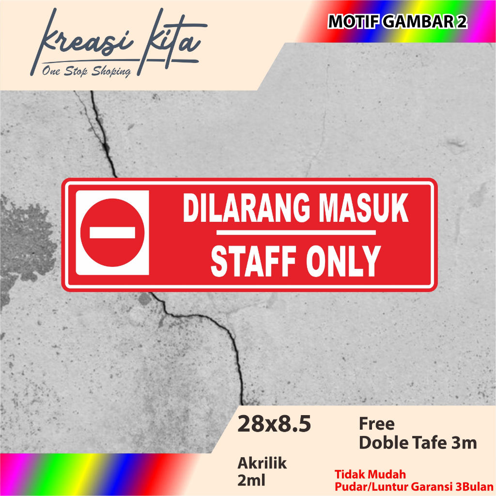 

AKRILIK STAFF ONLY TIPE 2 ACRILYC SIGN ACRYLIC