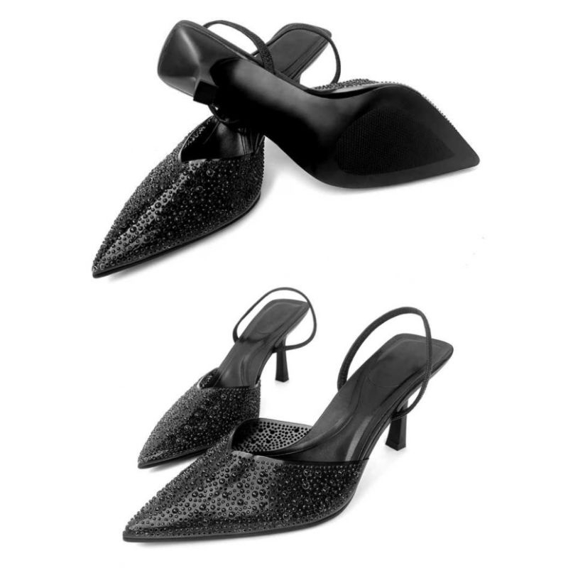 Sepatu ZARA Pearl Slingback Heels Shoes