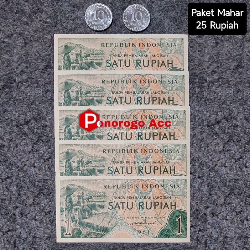(GRESS/BARU) Paket uang kuno 25 rupiah kertas koin asli Indonesia 1 rupiah 10 rupiah