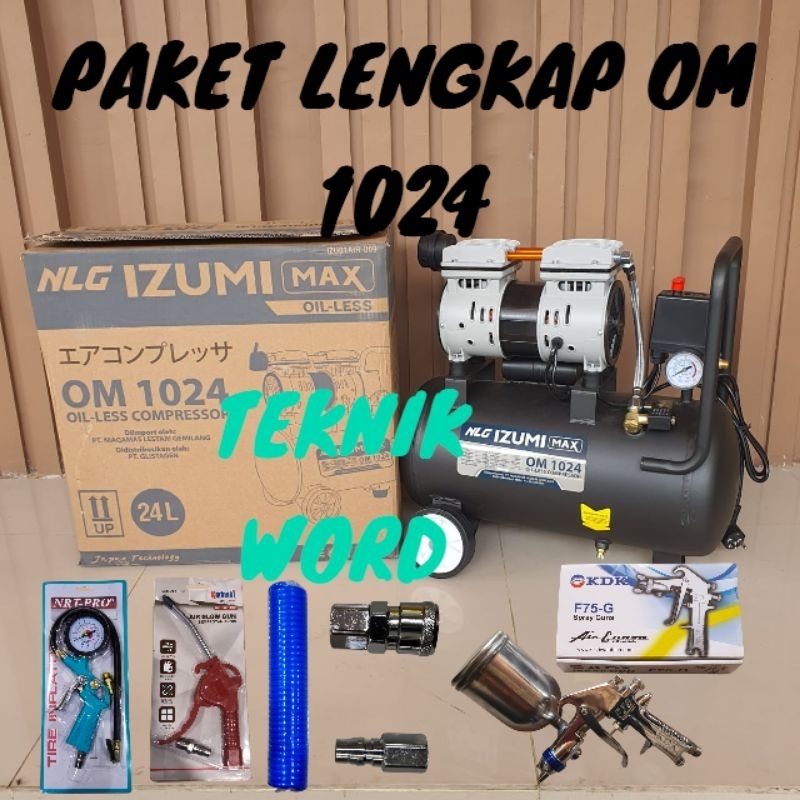 MESIN KOMPRESOR ANGIN OILLESS IZUMI MAX OM 1024 1HP / IZUMI OM1024 24L